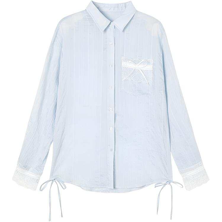 JBBCN JBBCN Shirts Women's Light Blue Lapel Thin Other
