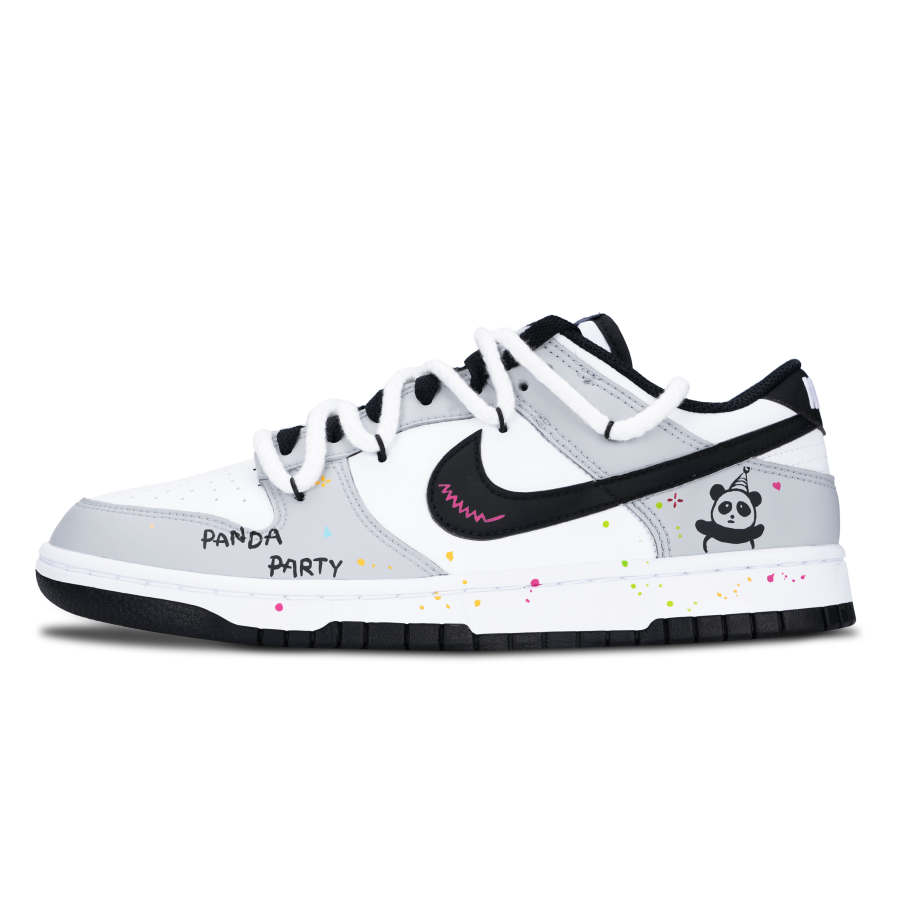 Nike Nike Dunk Black White, Fun And Trendy Bear Leather Low top Skateboard Shoes Unisex Gray