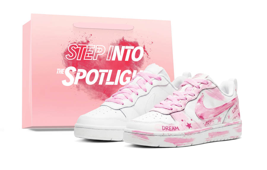 Nike Nike Court Borough Strawberry Candy 3.0 Leather Low top Kids' Skateboarding Shoes White Pink Teenagers