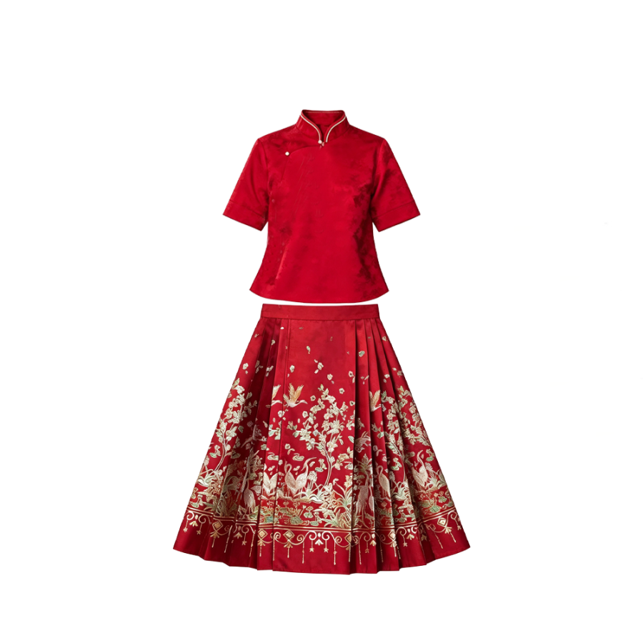 CPAURA Two Piece Skirt Sets Women's Stand Collar Moderate Long