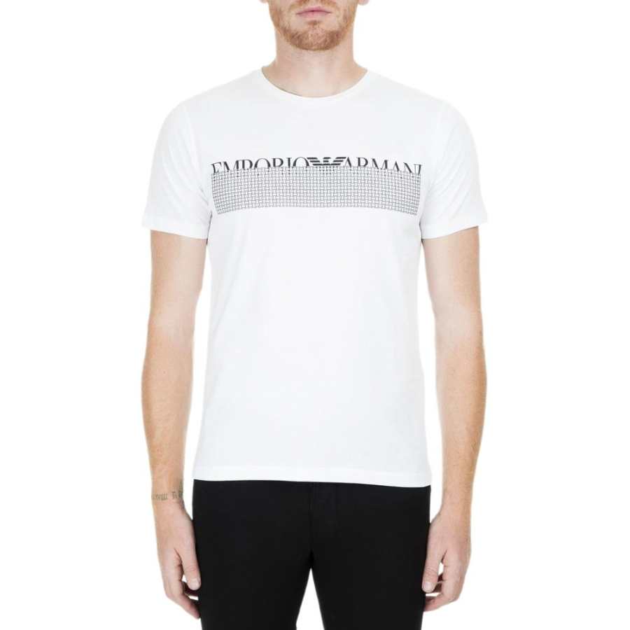 EMPORIO ARMANI T Shirts Men's White Crew Neck Moderate Straight Fit