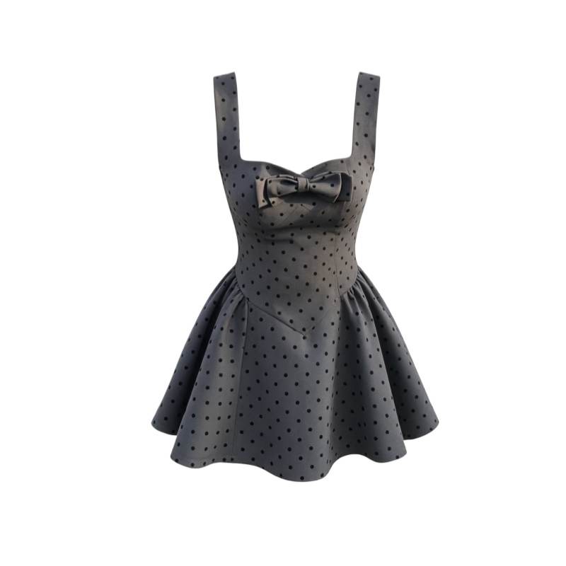 CPAURA Slip Dresses Women's Gray Square Collar Moderate Short