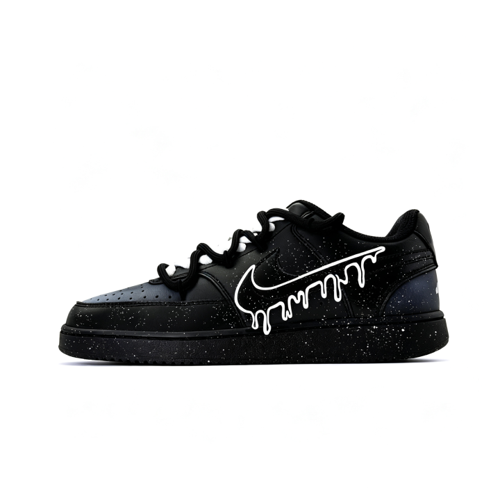 Nike Nike Court Vision Low Night Shadow Ink Splatter, Deconstruction, Hand Drawn Graffiti Abrasion Resistant Slip Resistant