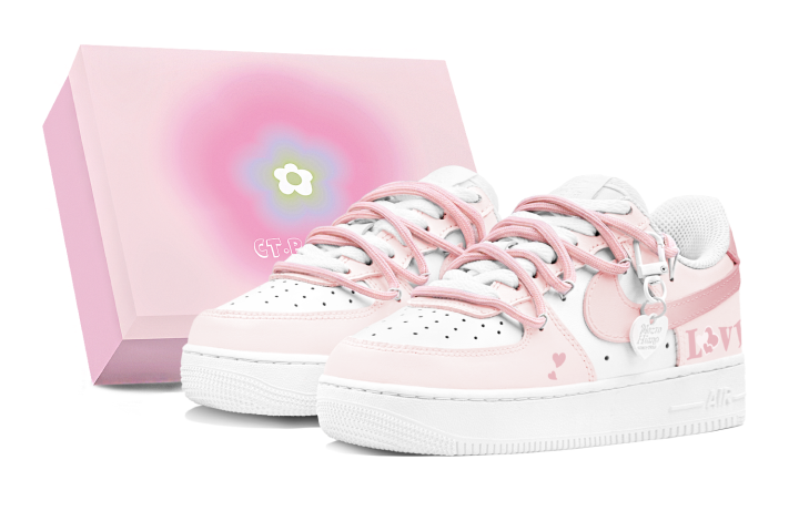 Nike Nike Air Force 1 Air Force 1 Low top Skateboard Shoes Women's White Pink