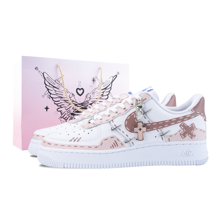 Nike Nike Air Force 1 Pink Mist Sweet Order Slip Resistant Abrasion Resistant Low top Skateboard Shoes Unisex Pink White