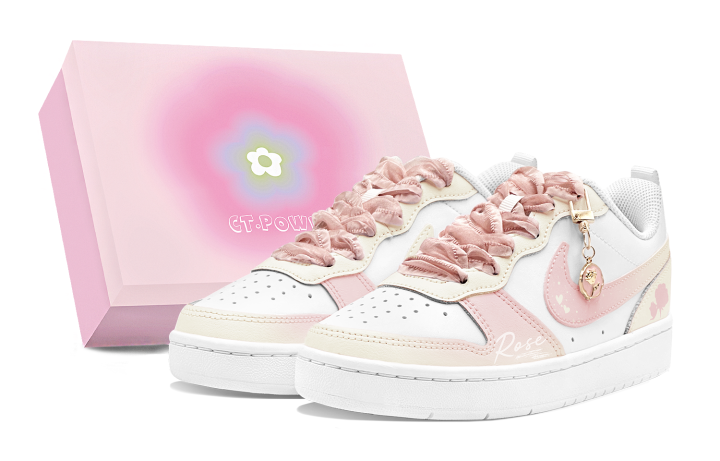 Nike Nike Court Borough Skateboard Shoes Women's Low Top White/Pink/Yellow