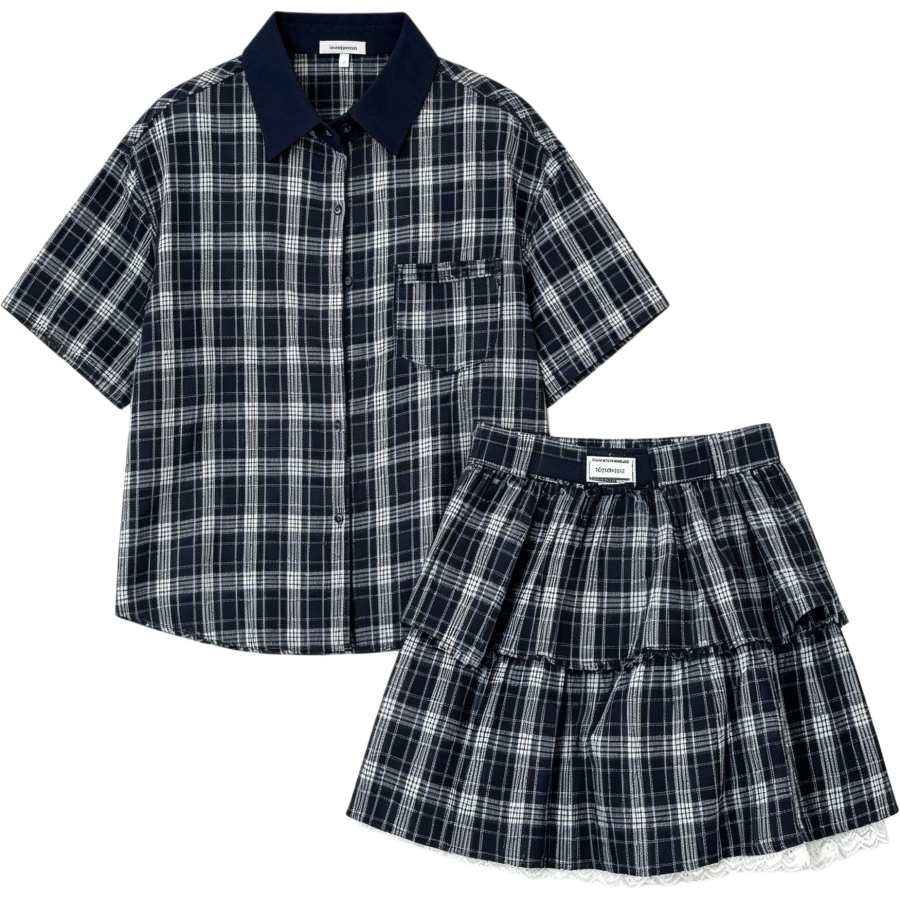 Disney Kids' Disney Girls Plaid Shirt Short Skirt Set