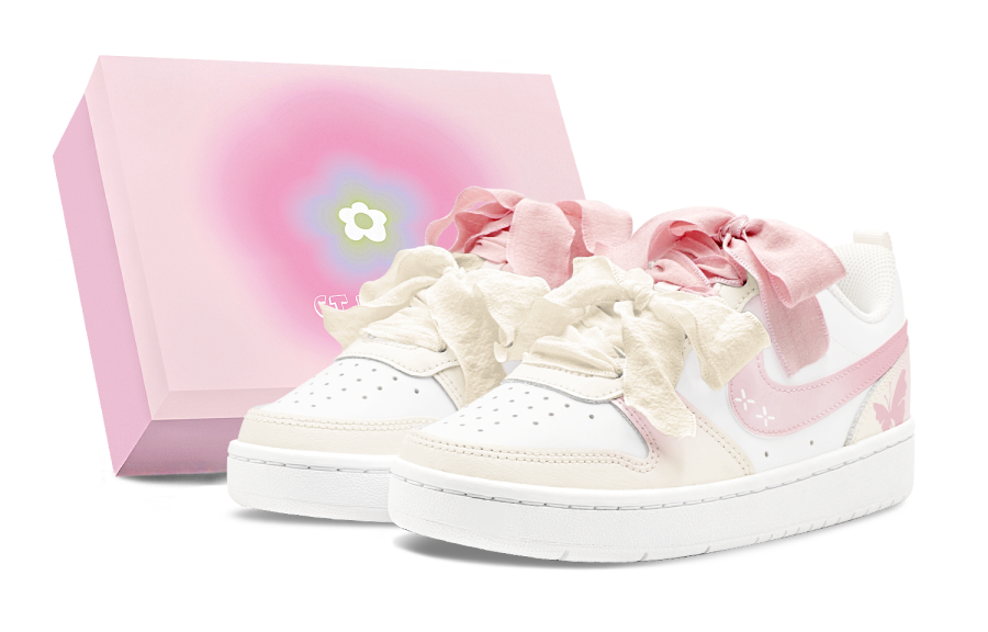 Nike Nike Court Borough Skateboard Shoes Women's Low Top White/Pink/Yellow