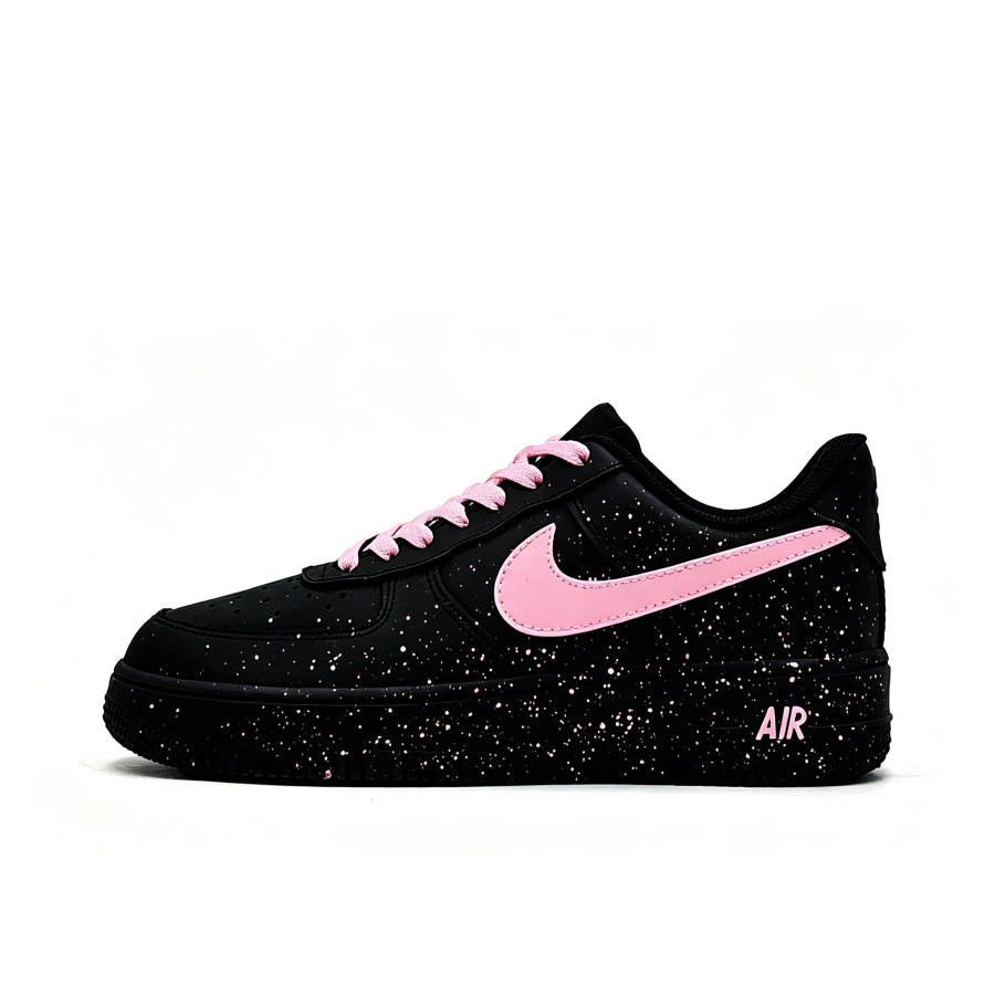Nike Nike Air Force 1 Pink Leather Low top Skateboard Shoes Unisex Black Pink