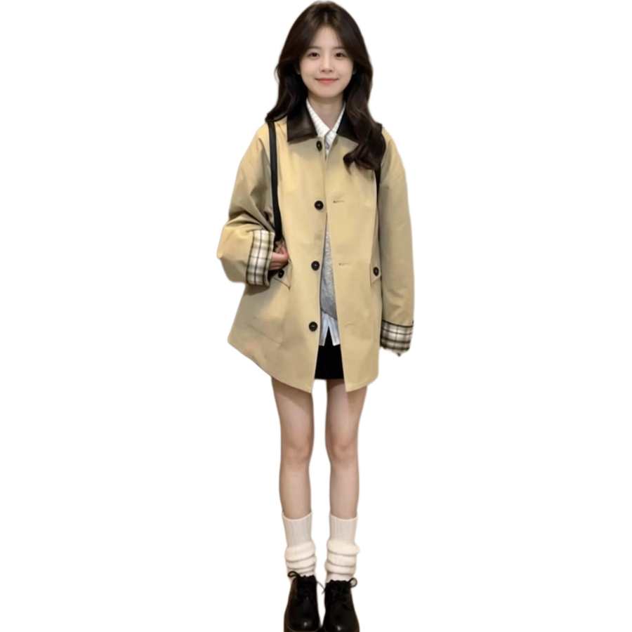 JBBCN Trench Coats Women's Khaki Lapel Moderate Other