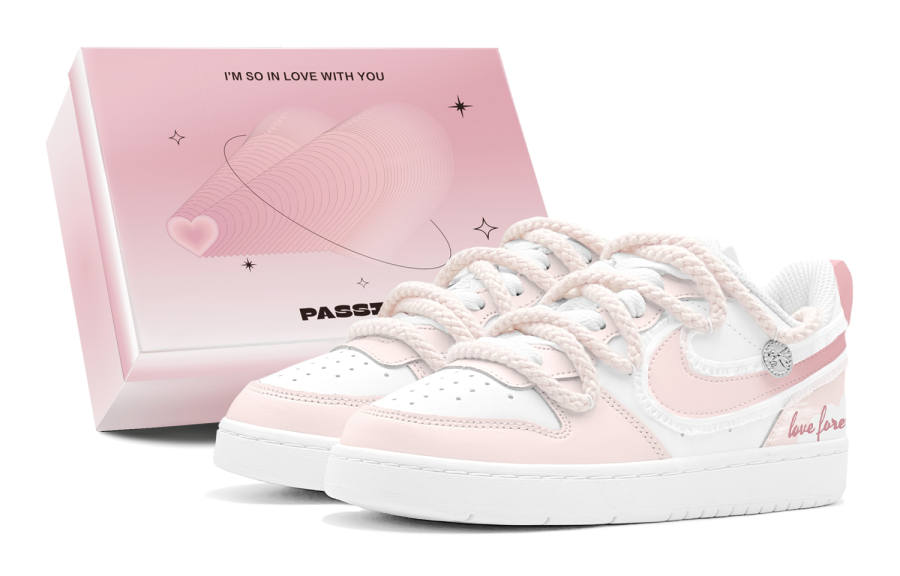 Nike Nike Court Borough Couple's, Romantic Treat, Soft Matte Sweet Dream, Handmade, Lace, Sweet And Cute GS Low top