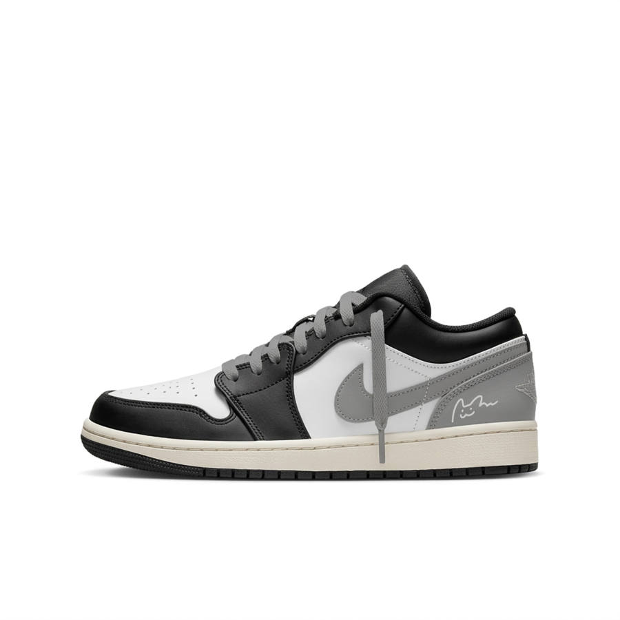 Jordan Jordan Air Jordan 1 Abrasion Resistant Low top Children's Basketball Shoes Black White Gray Unisex