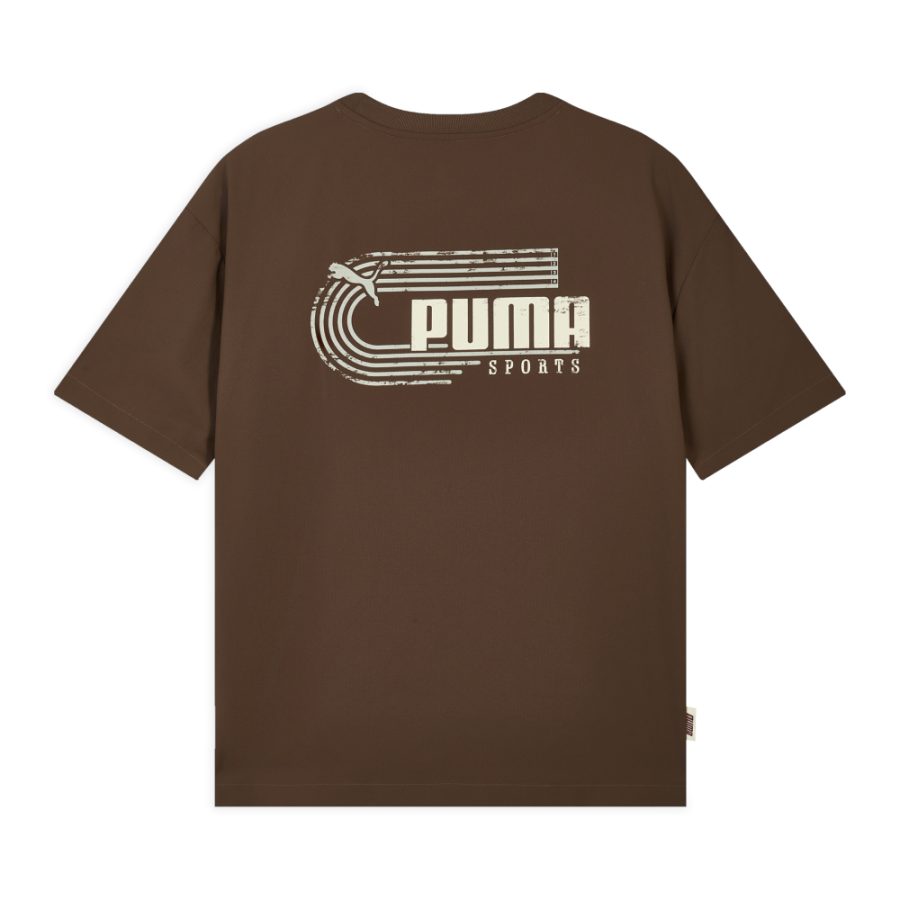 PUMA Quick Dry T Shirts Unisex Coffee Brown Crew Neck Moderate