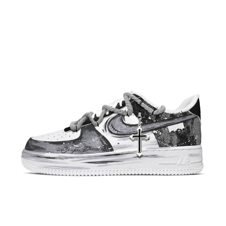 Nike Nike Air Force 1 Cow Leather Abrasion Resistant Low top Skateboard Shoes Men's Gray