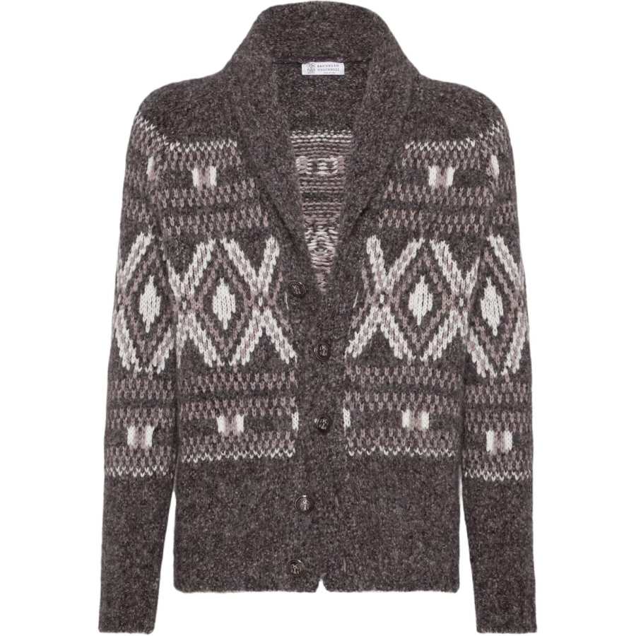 Brunello Cucinelli Geometric Jacquard Button-Up Cardigan