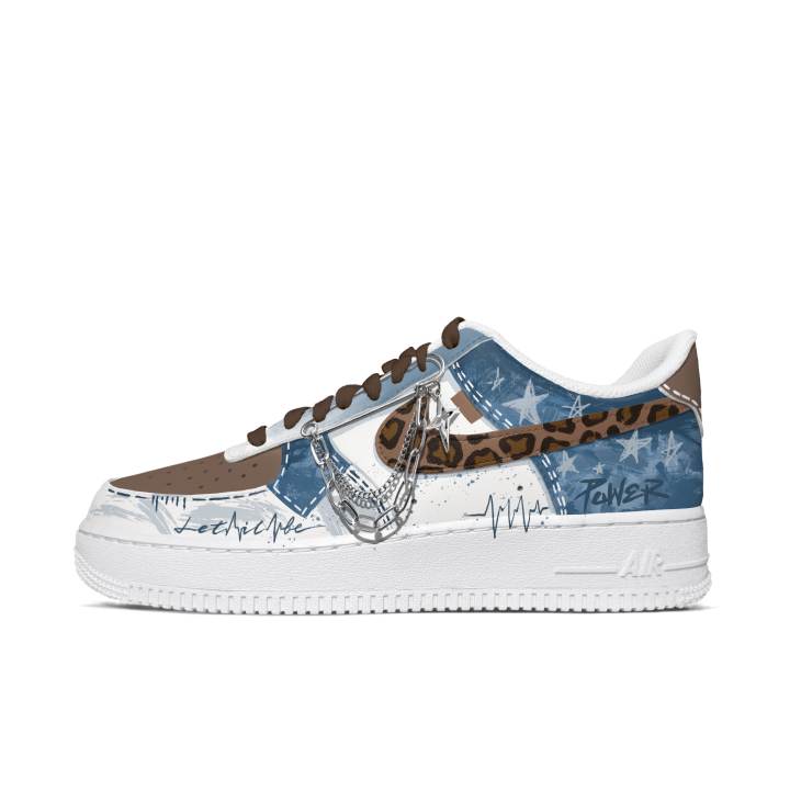 Nike Nike Air Force 1 Cow Leather Abrasion Resistant Low top Skateboard Shoes Men's Blue