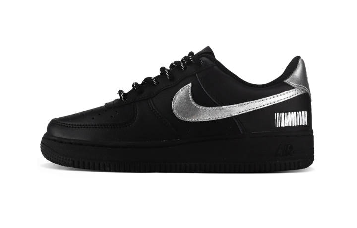 Nike Nike Air Force 1 Light Rail Decoder Leather Cushioning Breathable Low top Skateboard Shoes Unisex Black Silver