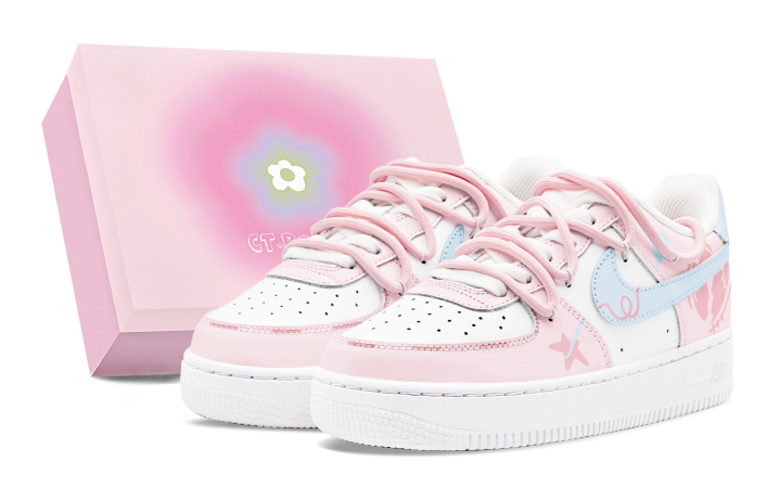 Nike Nike Air Force 1 Air Force 1 Low top Skateboard Shoes Women's Pink Blue