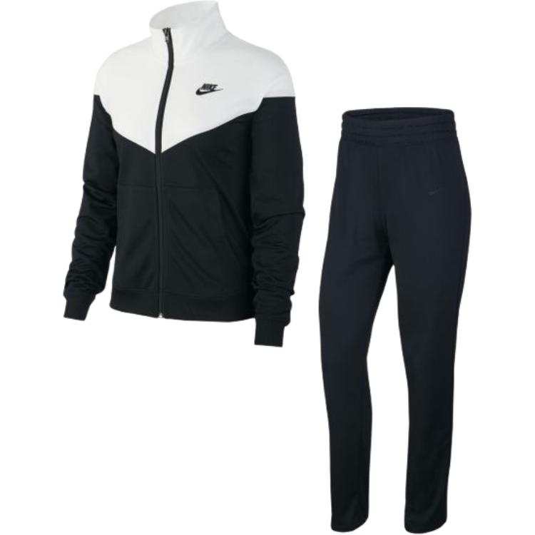 Nike Nike Casual Suits Women's Black Top+Black Pants Stand Collar Moderate