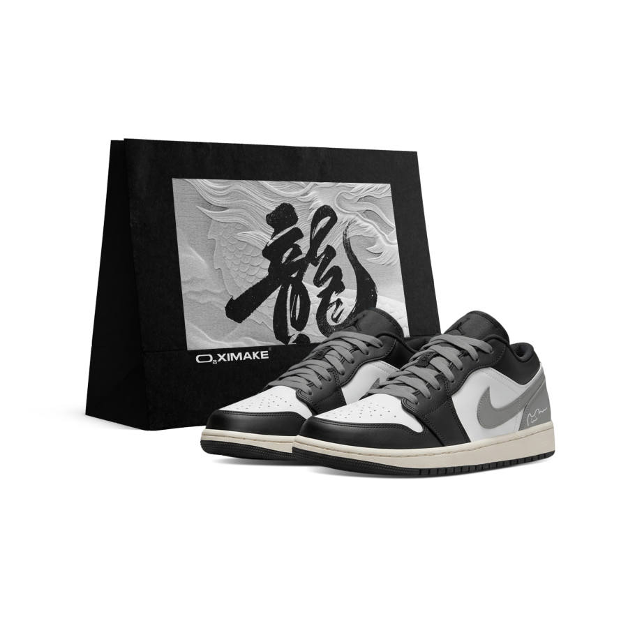 Jordan Jordan Air Jordan 1 Abrasion Resistant Breathable Low top Children's Basketball Shoes Black White Gray Unisex