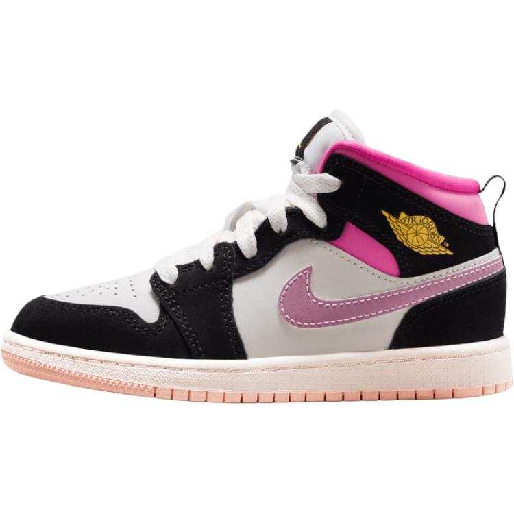 Jordan Jordan Air Jordan 1 Mid top Children's Basketball Shoes White Black Pink Children Aged 3 7 Years Old