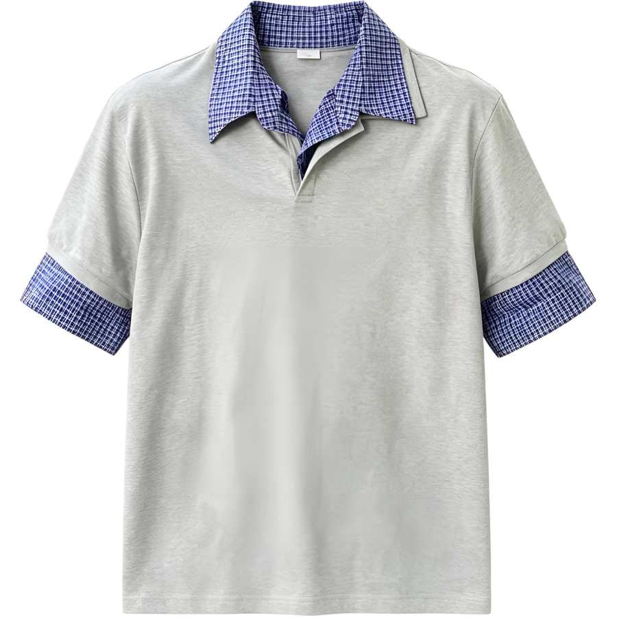 Lnga Landgre Polo Shirts Men's Polo Collar Thin Mock Two Piece