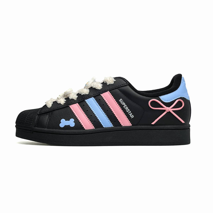 Adidas Originals Superstar 2 Leather Low top Kids' Skateboarding Shoes Black Teenagers