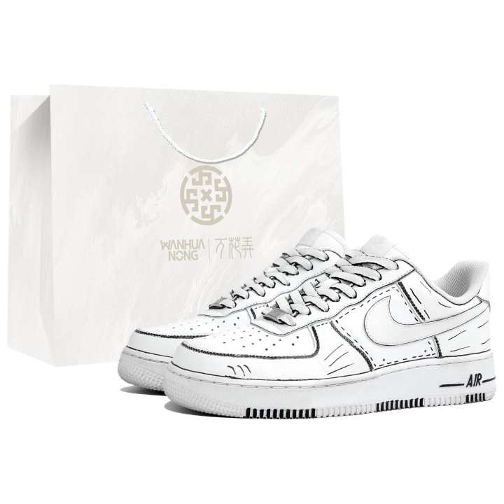 Nike Nike Air Force 1 Kaleidoscope 07 Low top Skateboard Shoes Unisex Black White