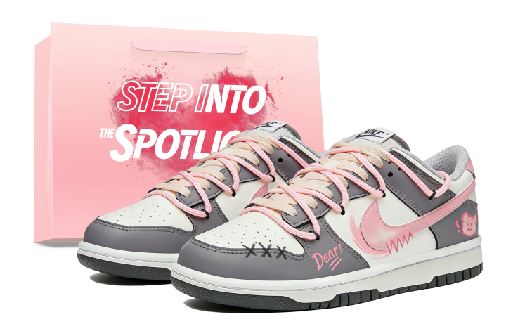 Nike Nike Dunk Bear Low top Skateboard Shoes Unisex Gray Pink