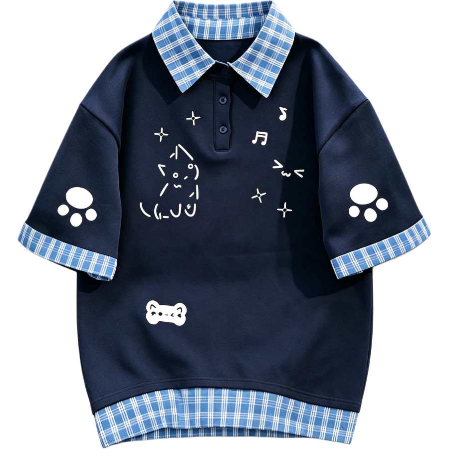 Lnga Landgre Polo Shirts Unisex Polo Collar Thin Mock Two Piece