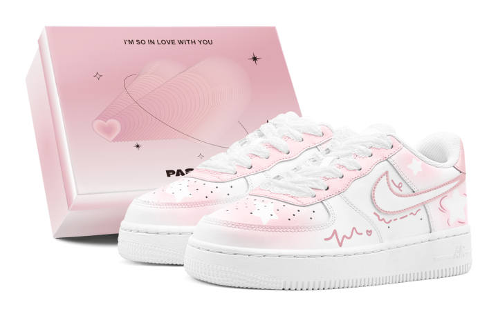 Nike Nike Air Force 1 Air Force 1, Couple's, Romantic Favor, Sweet Pink Star Whisper, Heart, Urban Chic Style Gradient GS