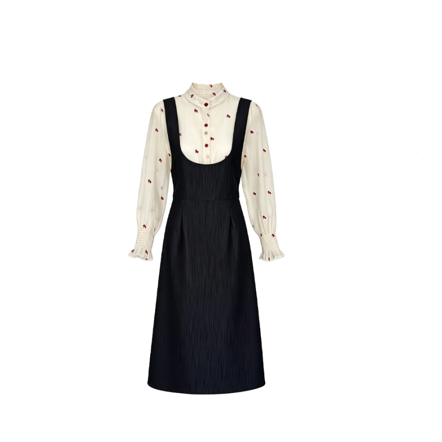 CPAURA Two Piece Skirt Sets Women's Stand Collar Moderate Mid Length