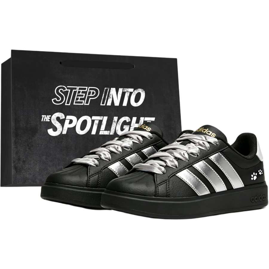 Adidas Adidas Street Talk Silver Lace Abrasion Resistant Low top Kids' Skateboarding Shoes Black Teenagers