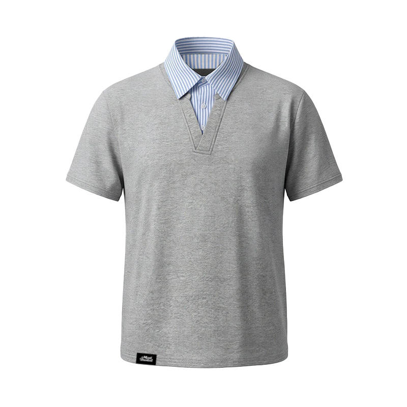 MostwantedLab MostwantedLab T Shirts Unisex Lapel Thin Mock Two Piece