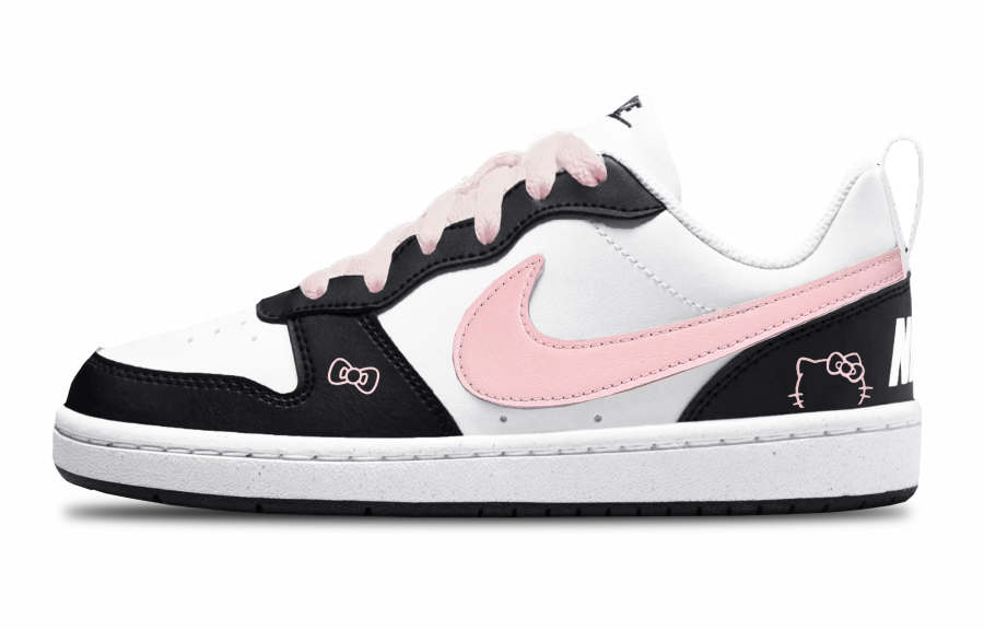 Nike Nike Court Borough 2 Powder Hook Soft Cotton Low top Kids' Skateboarding Shoes Pink Teenagers