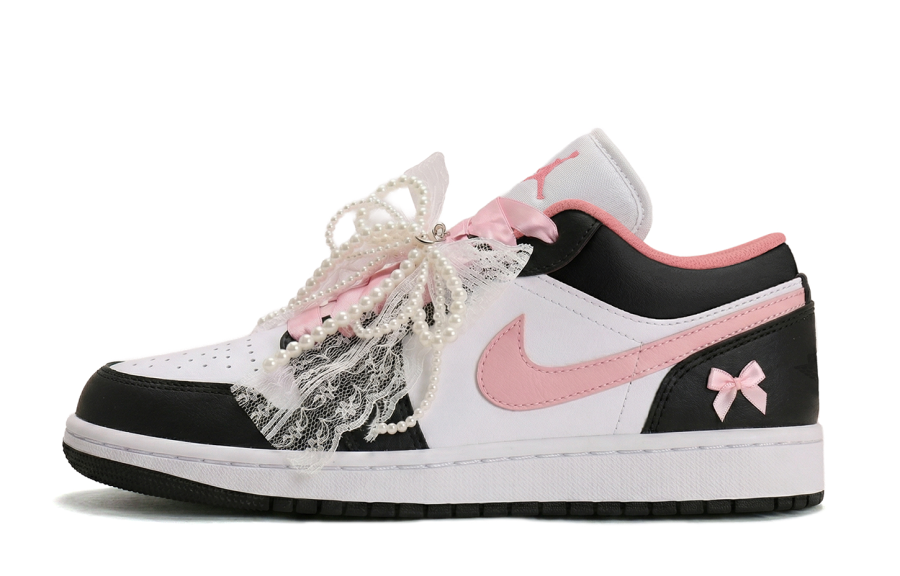 Jordan Jordan Air Jordan 1 Black Pink Eight Nine Children's Basketball Shoes Black Unisex