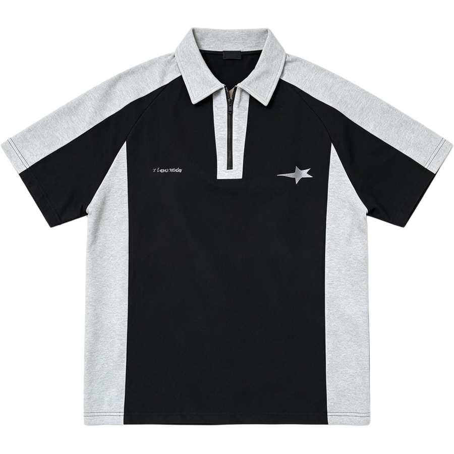 Lnga Landgre Polo Shirts Unisex Black Polo Collar Moderate Straight Fit