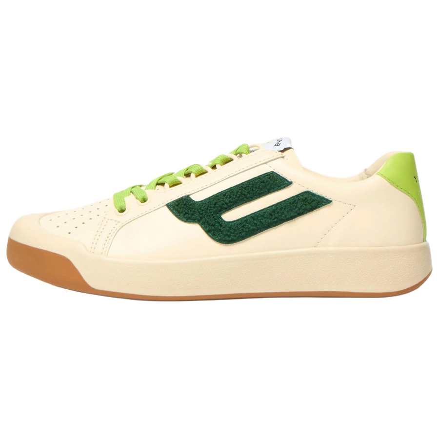 BALLY Tennis Collection Low top Skateboard Shoes Women's Ivory White With Green Color