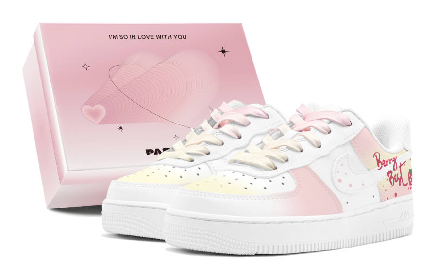 Nike Nike Air Force 1 Air Force 1, Couple's, Romantic Treat, Strawberry Cream, Cute Girlish Low top Skateboard Shoes Women's