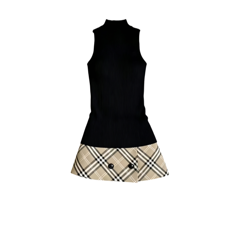 Dear Zhazha Two Piece Skirt Sets Women's Half Turtleneck Thin Extra Short