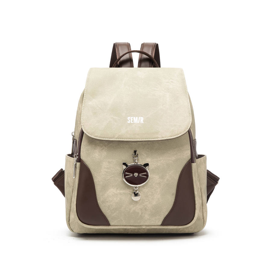 Semir Semir Pu Backpack Regular Unisex Gray Green & Coffee