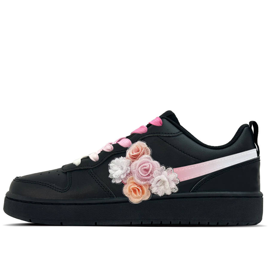 Nike Nike Court Borough Dark Chocolate Floral Leather Low top Kids' Skateboarding Shoes Black Teenagers