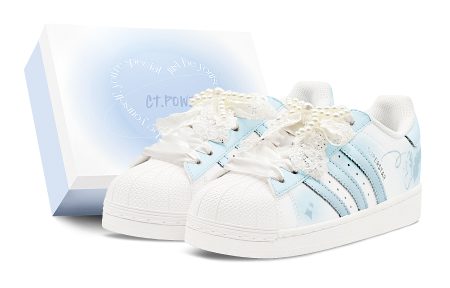 Adidas Originals Superstar 2 Skateboard Shoes Women's Low Top White/Blue