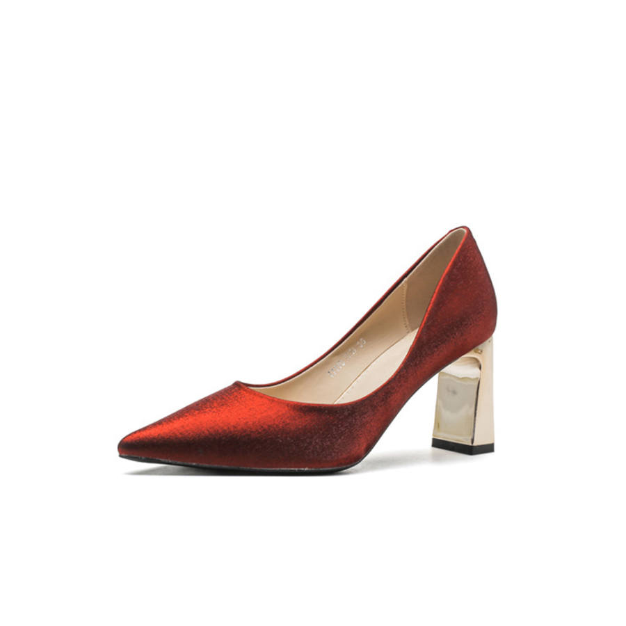 Barbie Absolutely Stunning Wedding Dress Bride Shoes Low Vamp Pointed Toe Niche Design Professional Chunky Heel