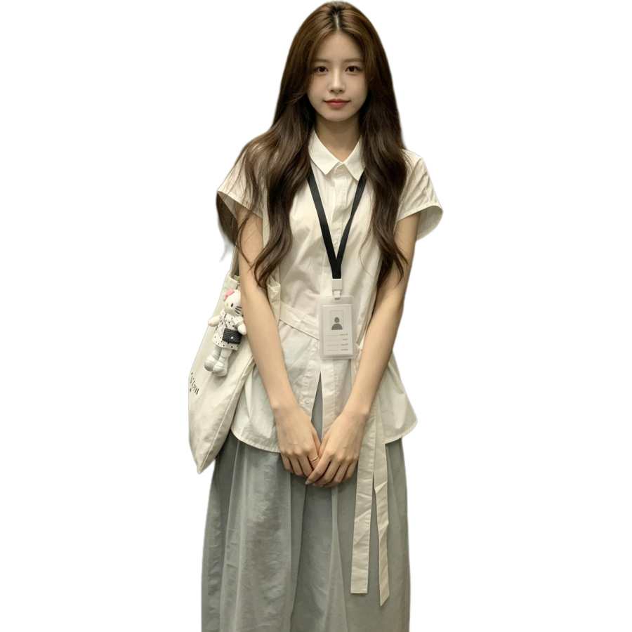 JBBCN Shirts Women's White Lapel Thin Shirt