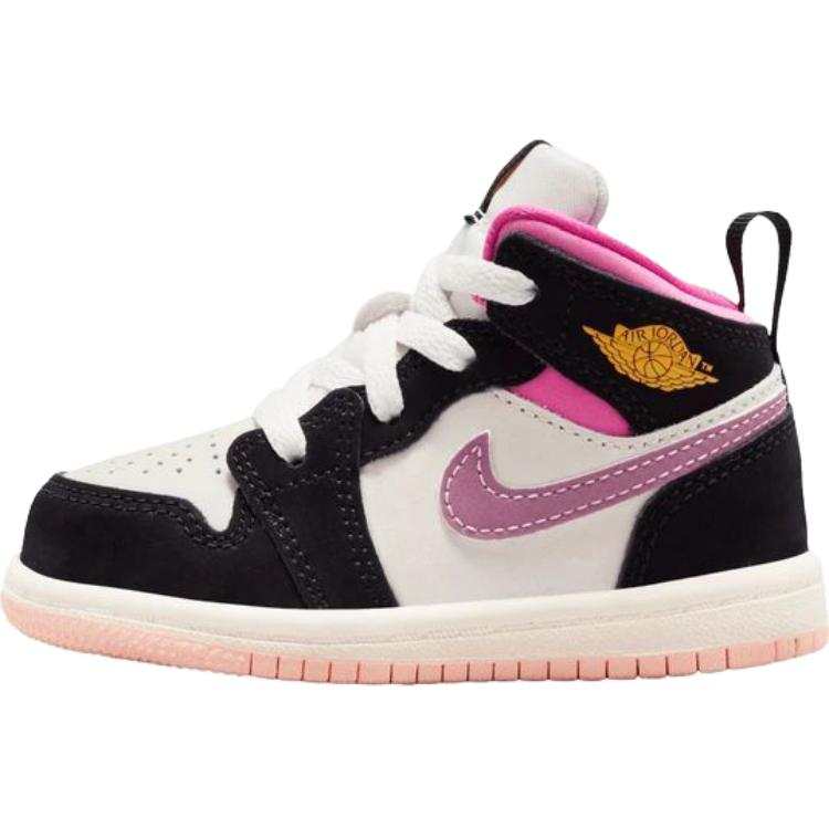 Jordan Jordan Air Jordan 1 Mid top Toddler Shoes White Black Pink Infant And Toddler