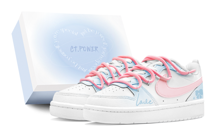 Nike Nike Court Borough GS Romantic Summer, Blueberry Cream, Couple's, Lover's, Refreshing, Gradient Blue Low top