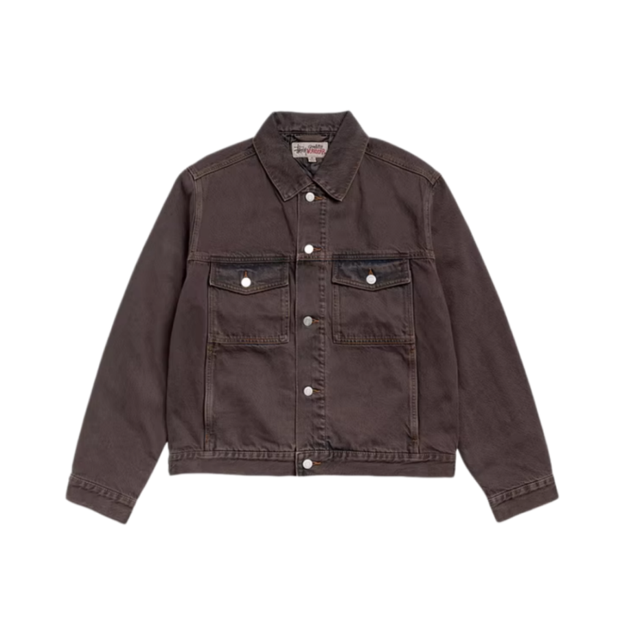Stussy Denim Jackets Men's BWX/Coffee Lapel Moderate Straight Fit