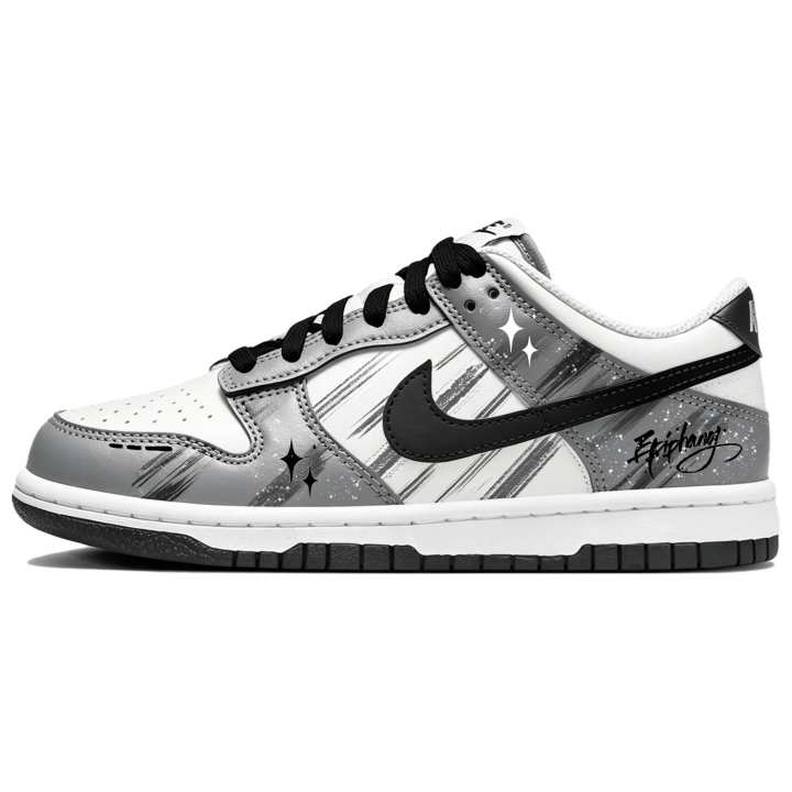 Nike Nike Dunk Leather Low top Skateboard Shoes Unisex Black White Gray