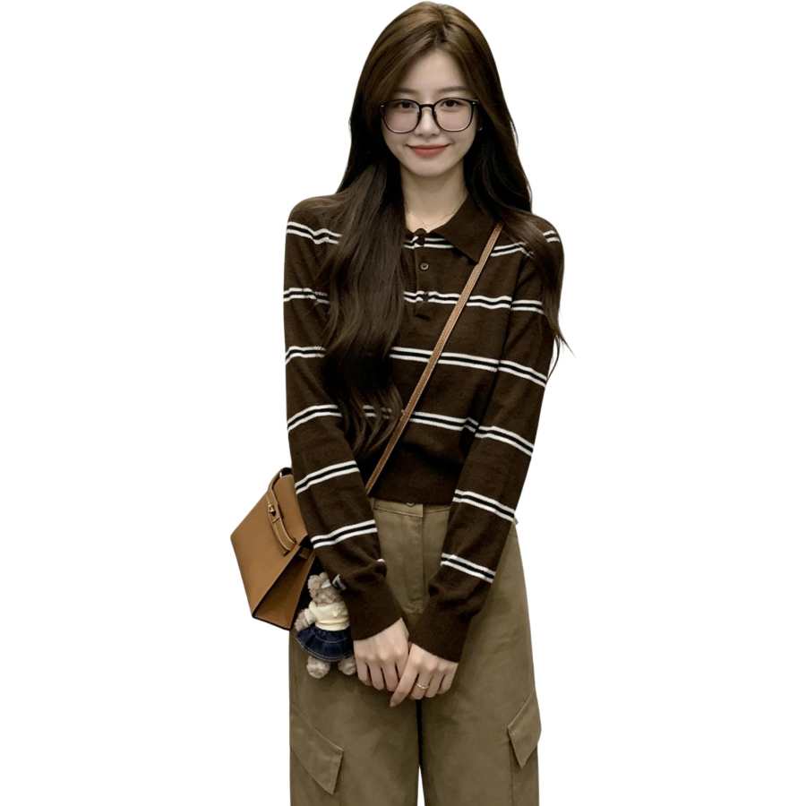 JBBCN Shirts Women's Brown Polo Collar Moderate Shirt
